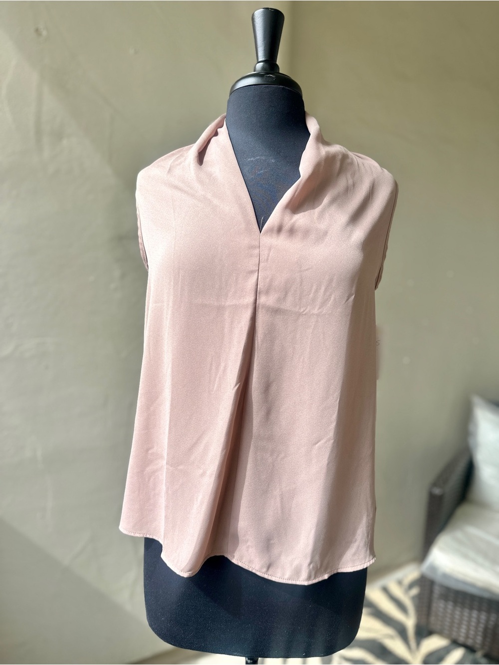 RENEE C. Muted Pink Taupe Sleeveless Blouse XS